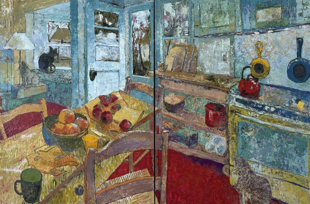 Kitchen diptych. 40”x60”, oil on linen.